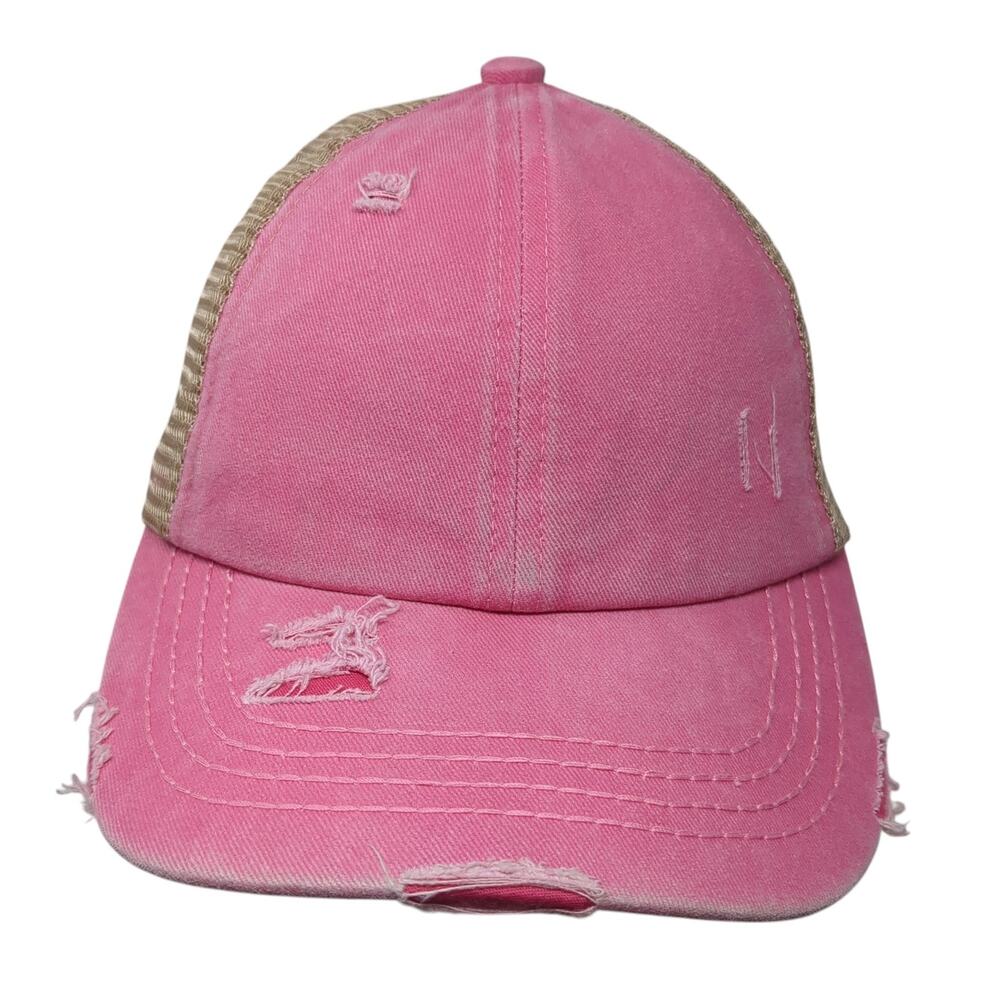 C.C Exclusives Ponytail Trucker Hat Multicolor One Size Mesh Back Distressed